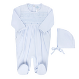 Baby Smocked Bullion Romper with Bonnet