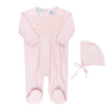Baby Smocked Bullion Romper with Bonnet