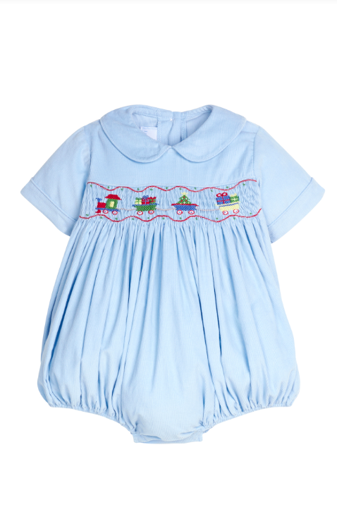 Holiday Train Smocked Bubble