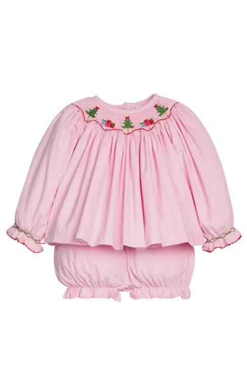 Holly Days Smocked Bishop Bloomer Set
