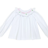 Zuccini CHRISTMAS TREE SCARLETT blouse White Broadcloth