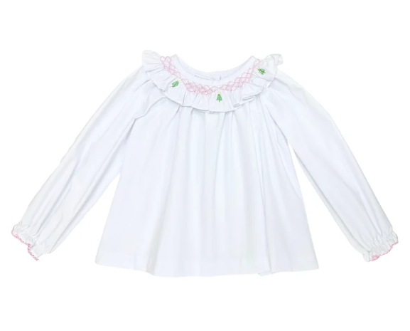 Zuccini CHRISTMAS TREE SCARLETT blouse White Broadcloth