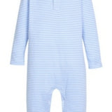Light Blue Stripe Long Sleeve Polo Romper
