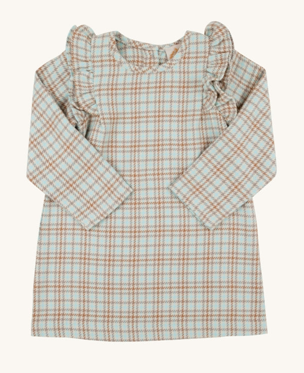 Long Sleeve Ruehling Ruffle Dress Woven Yarn