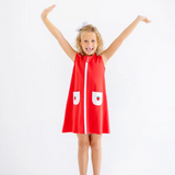 Peggy Pocket Dress- Richmond Red with Worth Avenue White and Strawberry