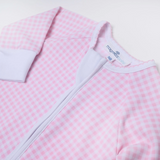 Mini Checks Zip Playsuit- Pink