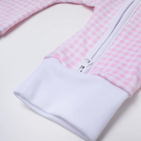 Mini Checks Zip Playsuit- Pink