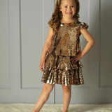Mocha Sequin Bow Dress