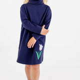 Tatum's Turtleneck Dress, Nantucket Navy with Tulip