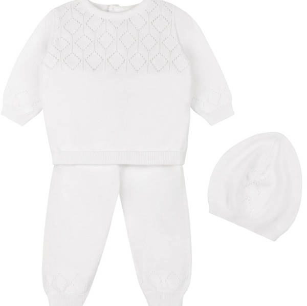 Lux Pointelle Knit Set with Hat