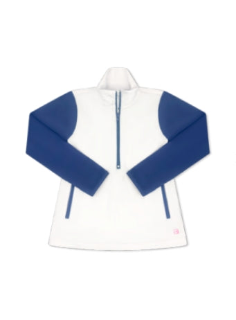 Heather Half Zip in Coconut and Baton Rouge Blue