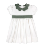 Blakely Band Dress - Winter White Velvet, Leyland Green Velvet
