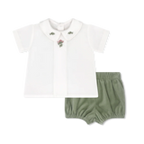Jonathan Bloomer Set - Winslow White Batiste, Leyland Green Velvet, Holly