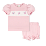 Lagniappe Bloomer | Short Set Petal Pink Knit, Butterflies
