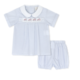 Noah Ribbon Bloomer Set Classic Blue Windowpane