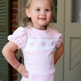 Lagniappe Bloomer | Short Set Petal Pink Knit, Butterflies
