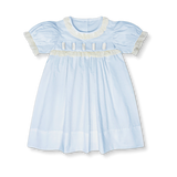 Paris Dress Blessings Blue Batiste with Ecru