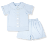 Nate Short Set Blessings Blue Batiste with Ecru