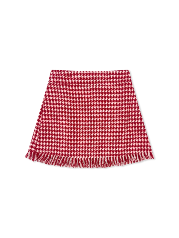 Kensington Fringe Skirt - Hartford Houndstooth