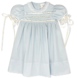 Tiny Town Dress Blessings Blue Batiste Floral Embroidery
