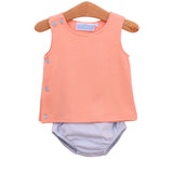 Shepherd Diaper Set - Light Blue Stripe/ Coral