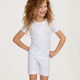 Kid's Pima Snug Fit Short Set in Fleur Blanche