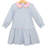 Katherine Dress - Light Blue Stripe/ Light Pink