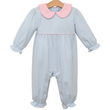 Katherine Romper - Light Blue Stripe/ Light Pink