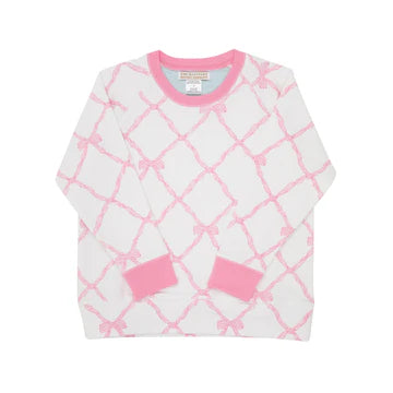 Cassidy Comfy Crewneck Belle Meade Bow with Hamptons Hot Pink