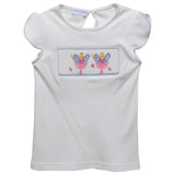 Vive La Fete Fairy Smocked White Knit Girls Top Cap Sleeve