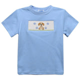 Vive La Fete Hand Puppies Smocked Light Blue Knit Short Sleeve