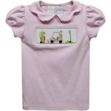 Vive La Fete Golf Pink Smocked Knit Puff Sleeve Girls