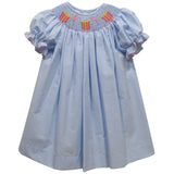 Vive La Fete Birthday Smocked Light Blue Check Short Sleeve