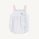 Bitsy Bubble Worth Avenue White with Palm Beach Pink & Flower Applique