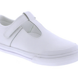 Drew Sneaker, White Leather, Lavender Stripe