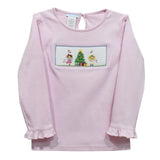 Nutcracker Smocked Pink Knit Ruffle Long Sleeve