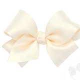 Small French Satin Girls Hair Bow (Knot Wrap), Ecru