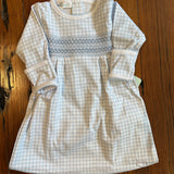 Peek-A-Boo Wishes Smocked Pleated Gown Blue