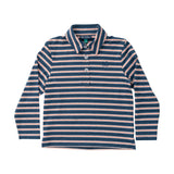 Boys Long Sleeve Too Cool for School Polo, Dark Denim Crabapple Stripe