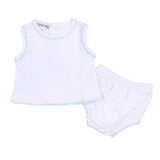 Baby Joy Sleeveless Diaper Cover Set with Light Blue Crochet Trim