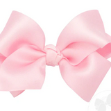 Small French Satin Girls Hair Bow (Knot Wrap), Light Pink