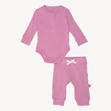 Mauve Ribbed Cotton L/S Set