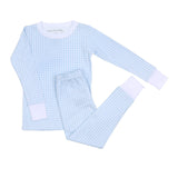 Mini Checks Long Pajamas - Blue