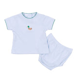 Mini Mallard Embroidered Diaper Cover Set Light Blue