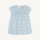 Short Sleeve Ramona Ruffle Dress Handful of Hydrangeas with Worth Avenue White