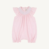 Sandy Smocked Romper Palm Beach Pink with Beale Street Blue & Worth Avenue White