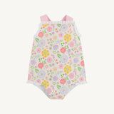 Sisi Sunsuit Boca Grande Begonia with Hamptons Hot Pink Pique Stripe
