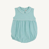 Sleeveless Bradford Bubble Turks Teal Stripe with Worth Avenue White