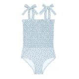 Girls Slate Floral Smocked One Piece