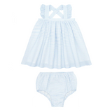 Baby Powder Blue Stripe Flutter Tank Bloomer Set